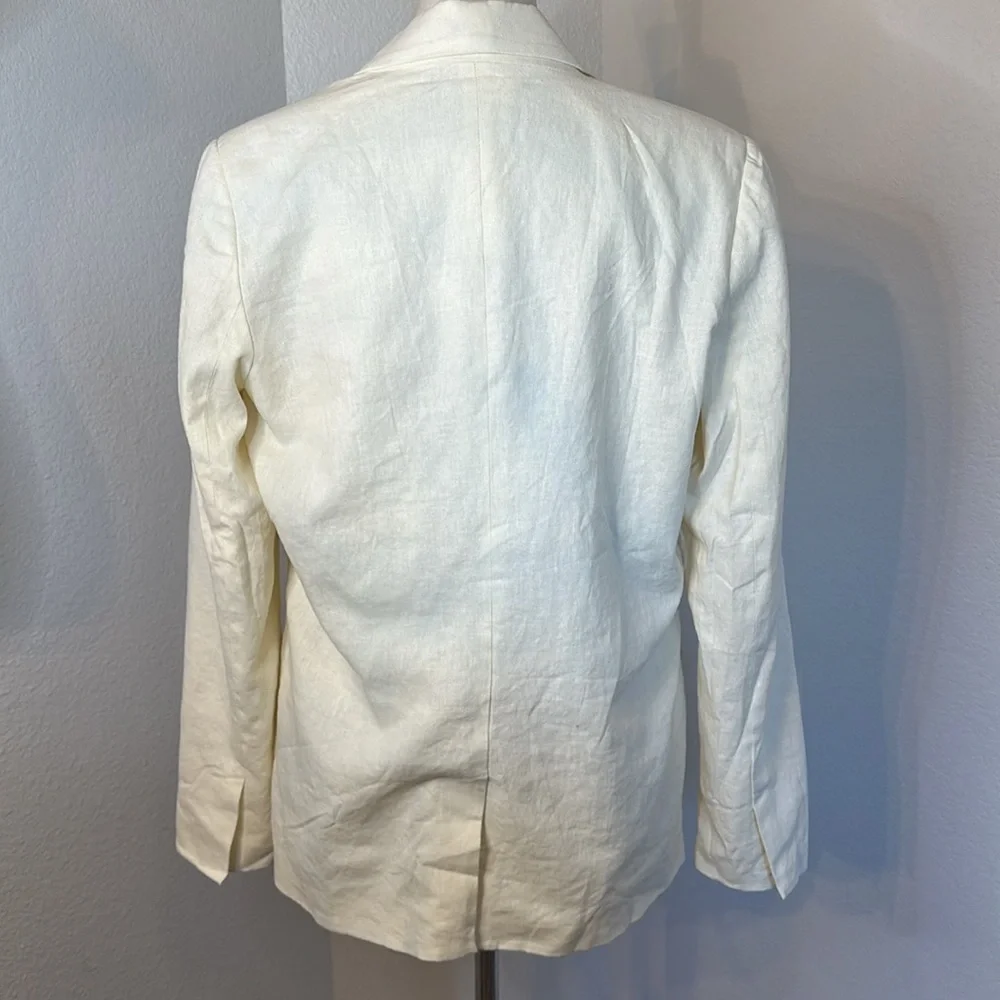Who What Wear Ivory Double Breasted Linen Blazer Size Large NWOT - Picture 8 of 11